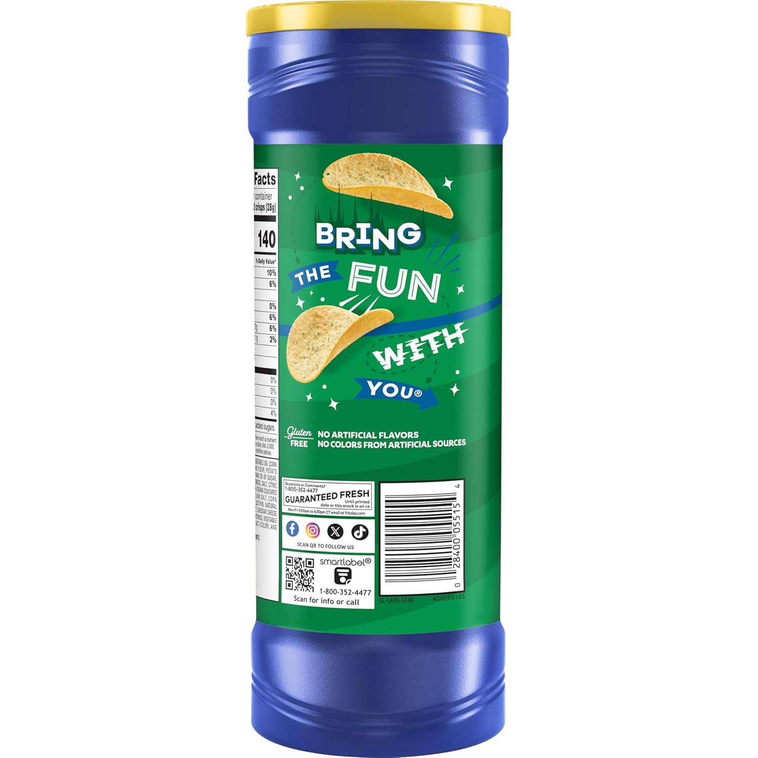 Lay's Stax Potato Crisps Chips, Sour Cream & Onion, Gluten Free, 5.5 Oz Canister Pack - Image 4