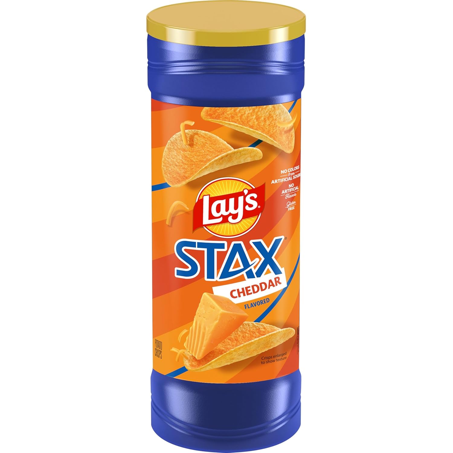 Lay's Stax Potato Crisps Chips, Cheddar, Gluten Free, 5.5 Oz Canister Pack