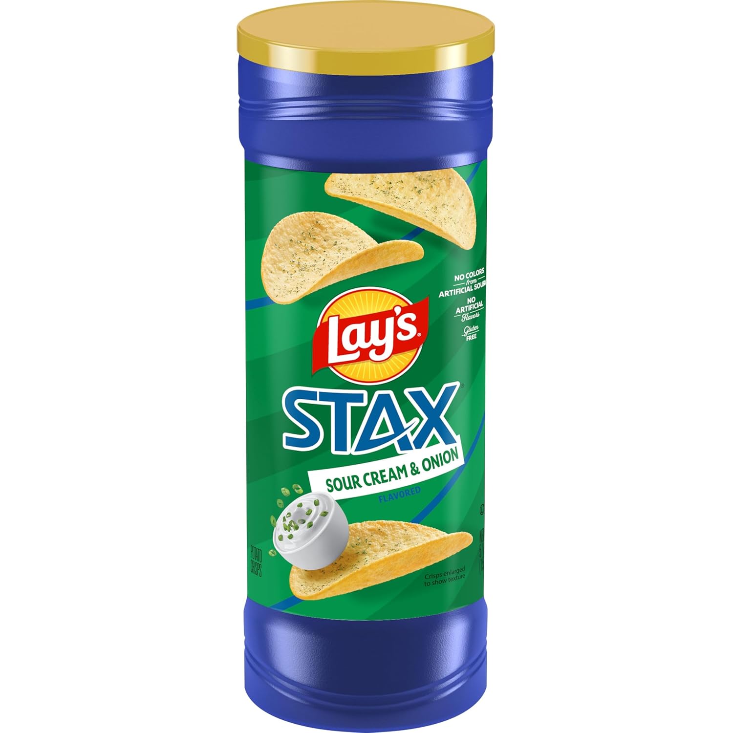 Lay's Stax Potato Crisps Chips, Sour Cream & Onion, Gluten Free, 5.5 Oz Canister Pack