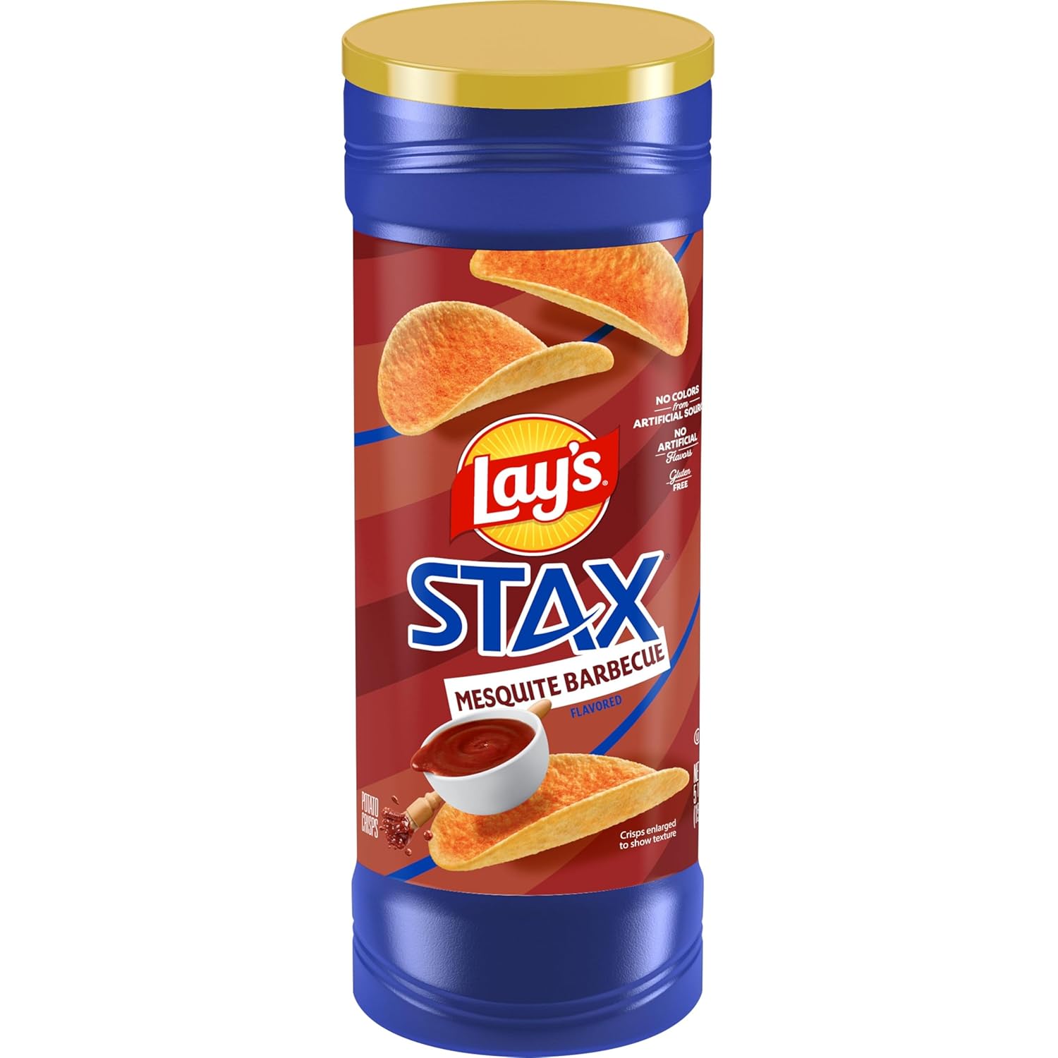 Lay's Stax Potato Crisps Chips, Mesquite BBQ, Gluten Free, 5.5 Oz Canister Pack