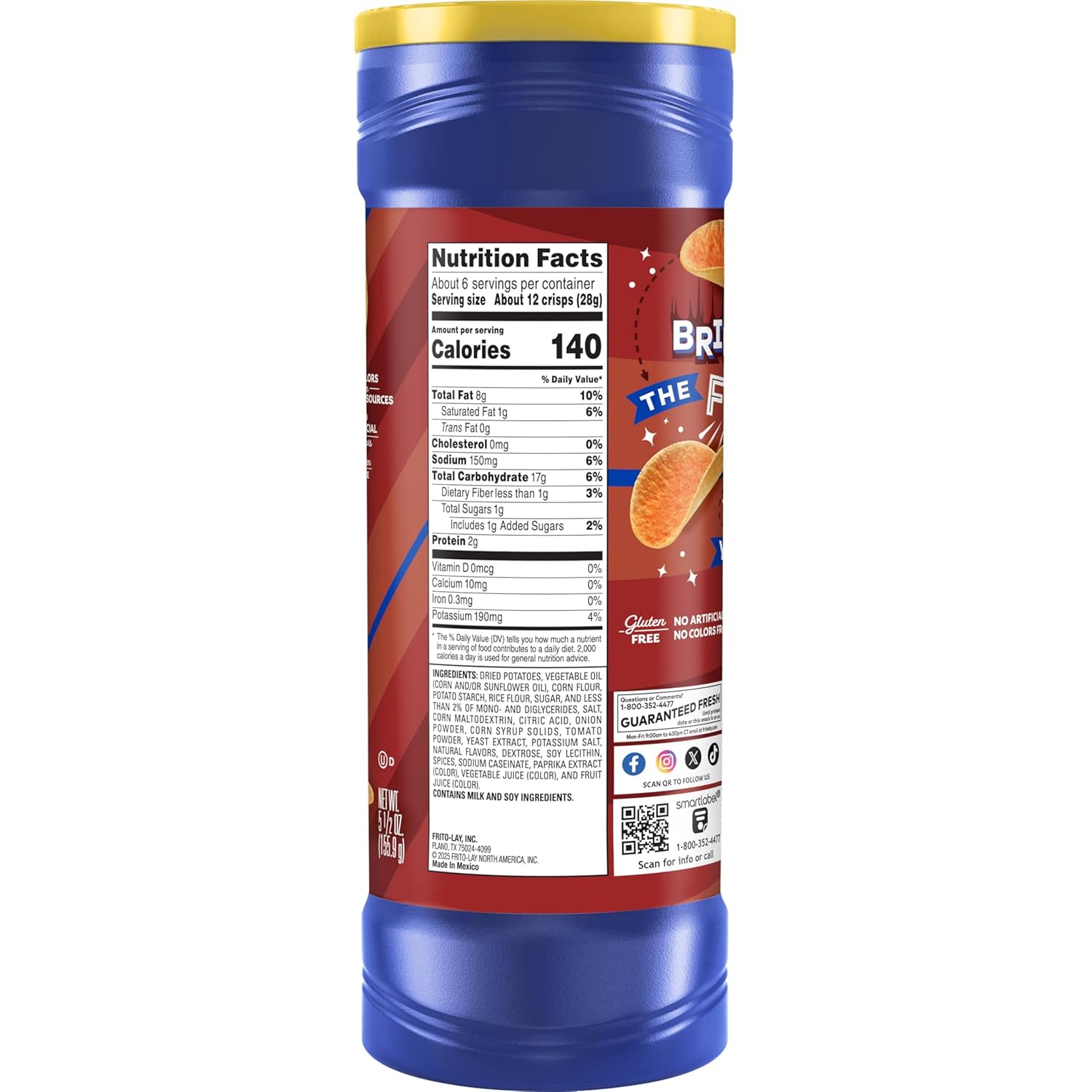 Lay's Stax Potato Crisps Chips, Mesquite BBQ, Gluten Free, 5.5 Oz Canister Pack - Image 2