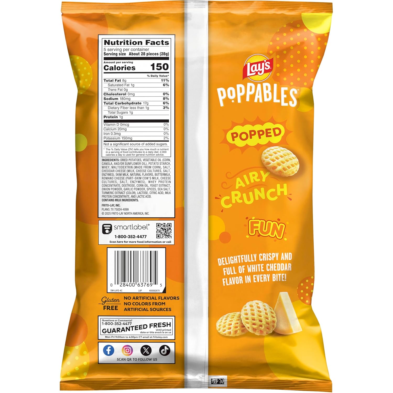 Lay's Poppables White Cheddar Flavored Potato Snacks, 5 Oz - Image 2