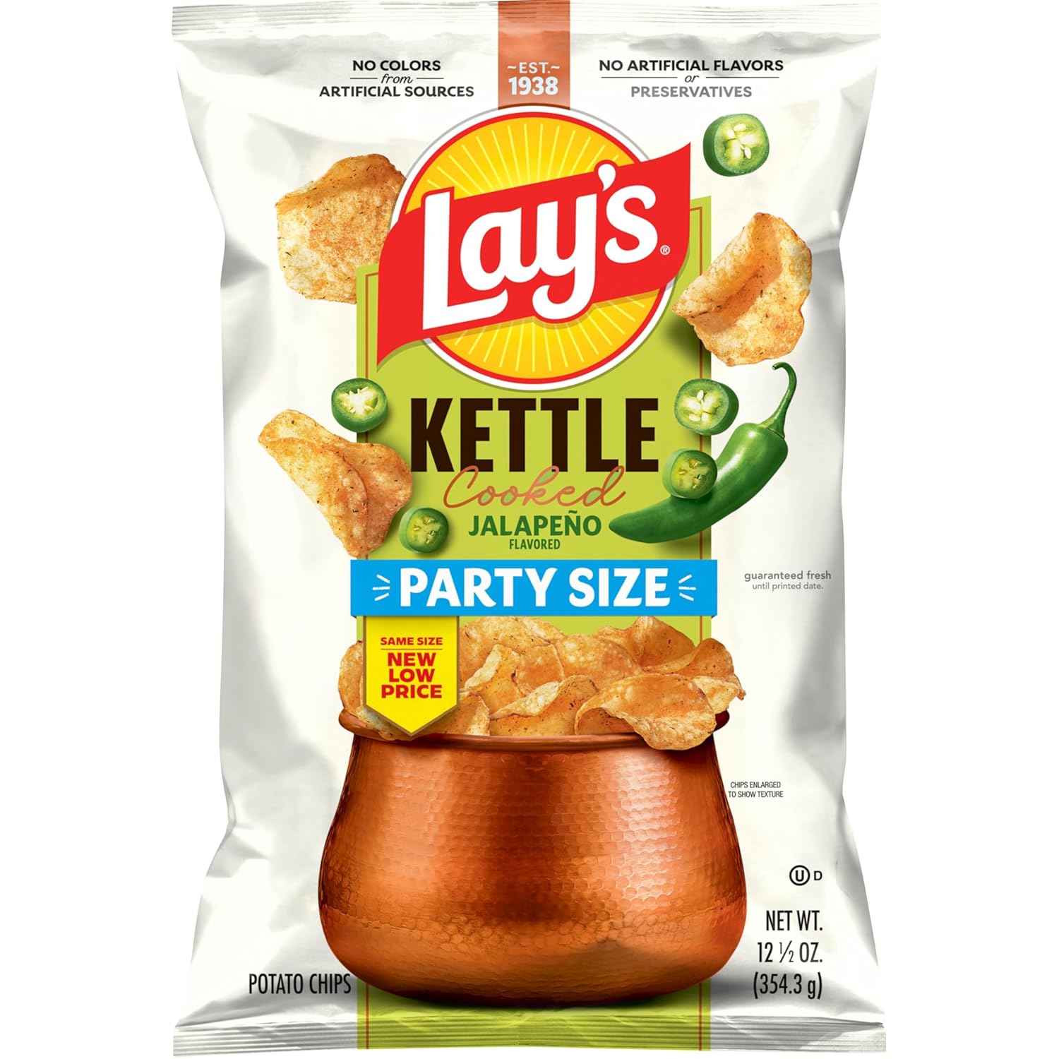 Lay's Kettle Cooked Jalapeno Potato Chips, 12.5 Oz