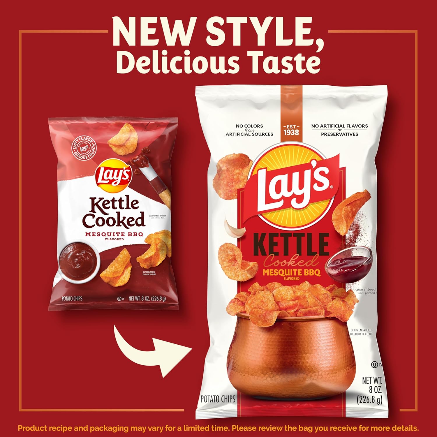 Lay's Kettle Cooked Mesquite Barbecue Flavored Potato Chips, 8 Oz - Image 3