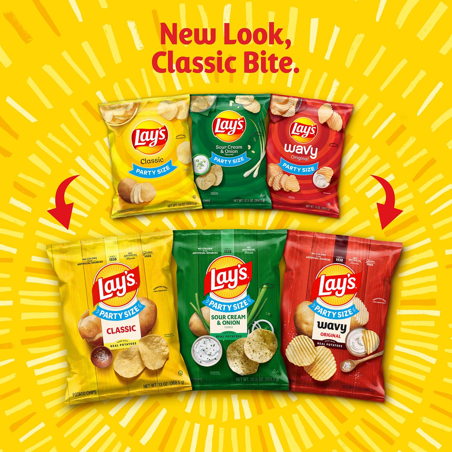 Lay's Potato Chips, Cheddar and Sour Cream Snacks, Party Size, 12.5oz Bag - Image 4