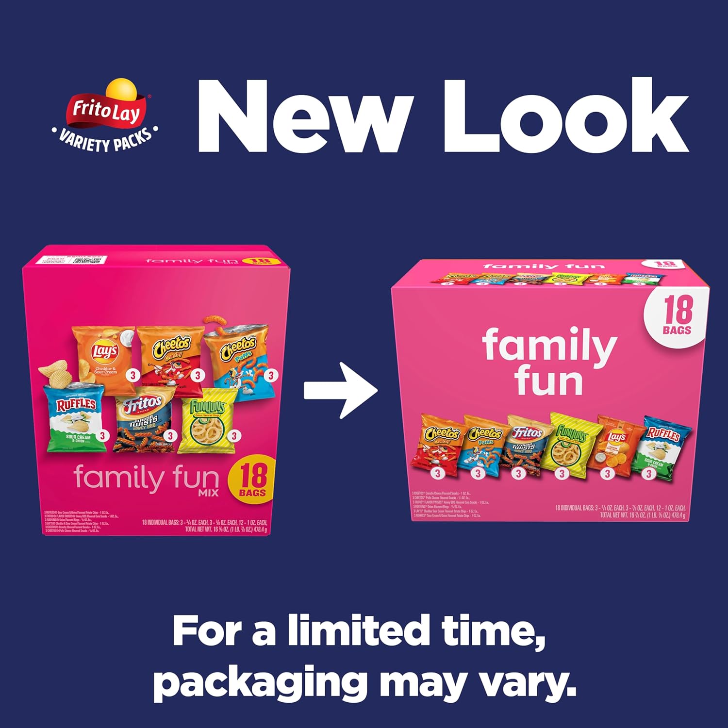 Frito-Lay Snacks Variety Pack, Family Fun Mix, Single Serve Snack Bags, (18 Pack), Ruffles, Fritos, Cheetos, Lay's, Funyuns, Chips - Image 4