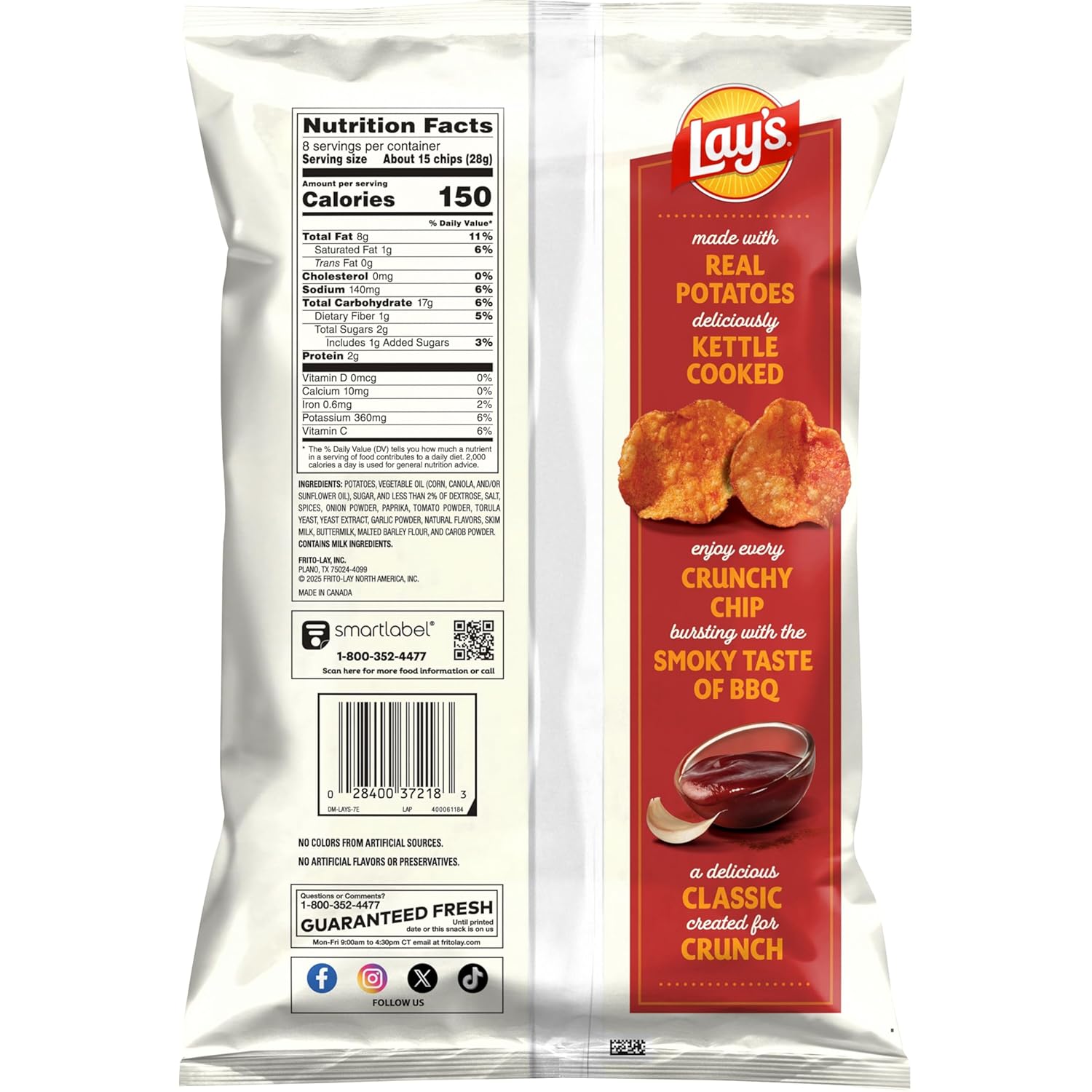 Lay's Kettle Cooked Mesquite Barbecue Flavored Potato Chips, 8 Oz - Image 2