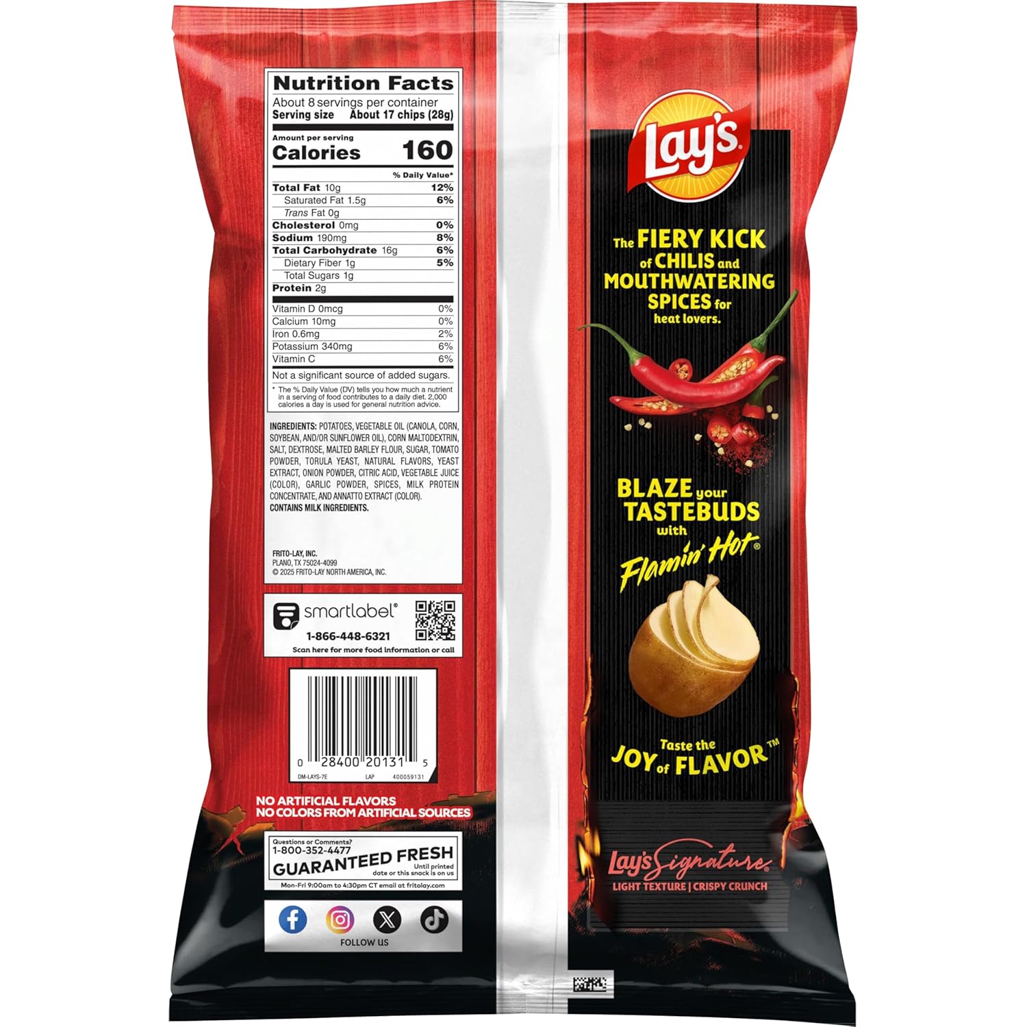 Lay's Potato Chips, Flamin' Hot Flavored Snacks, 7.75oz Bag - Image 2