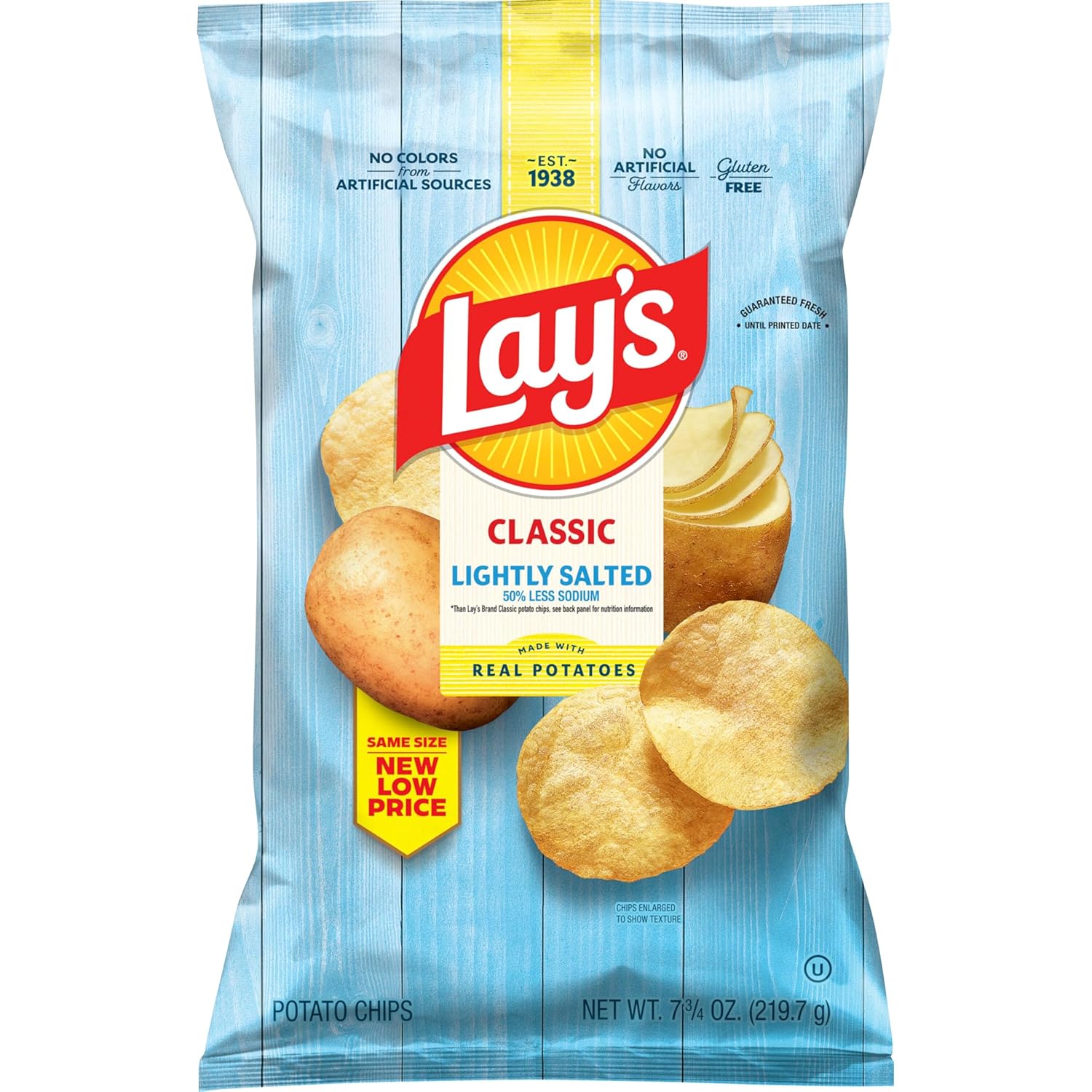 Lay's Potato Chips, Lightly Salted Snacks, 7.75oz Bag
