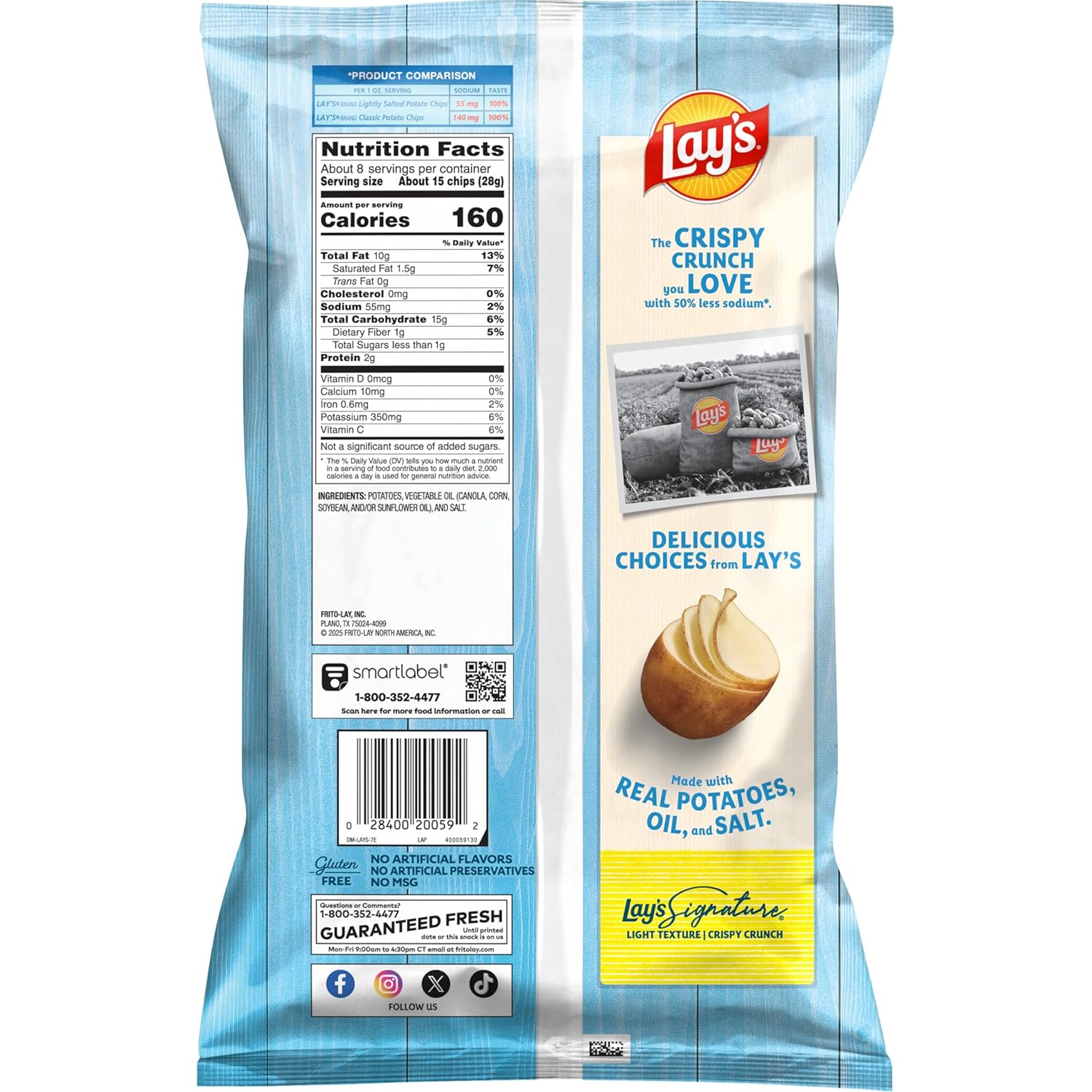 Lay's Potato Chips, Lightly Salted Snacks, 7.75oz Bag - Image 2