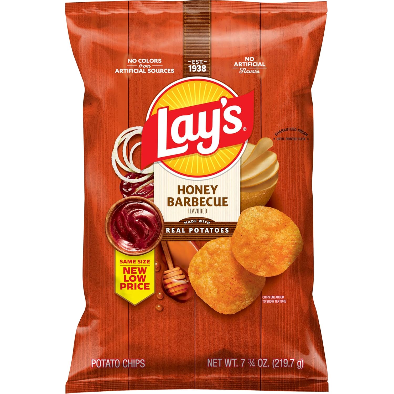 Lay's Potato Chips, Honey Barbecue Flavored Snacks, 7.75oz Bag