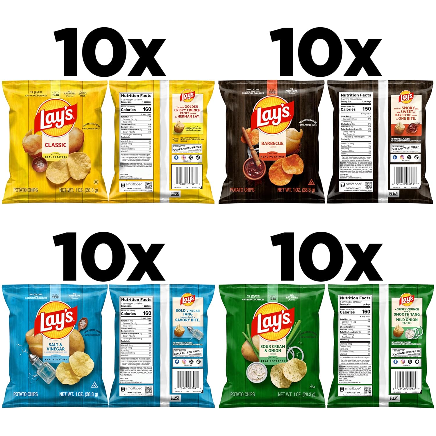 Lay's Potato Chips, 4 Flavor Variety Pack, 1 oz Single Serve Bags, (40 Pack) - Image 3