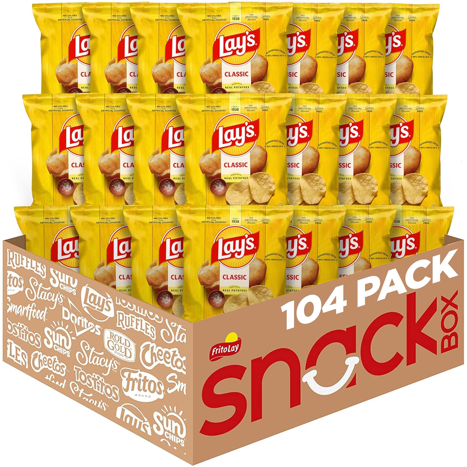 Lay's Potato Chips, Classic, 1 Ounce (Pack of 104)