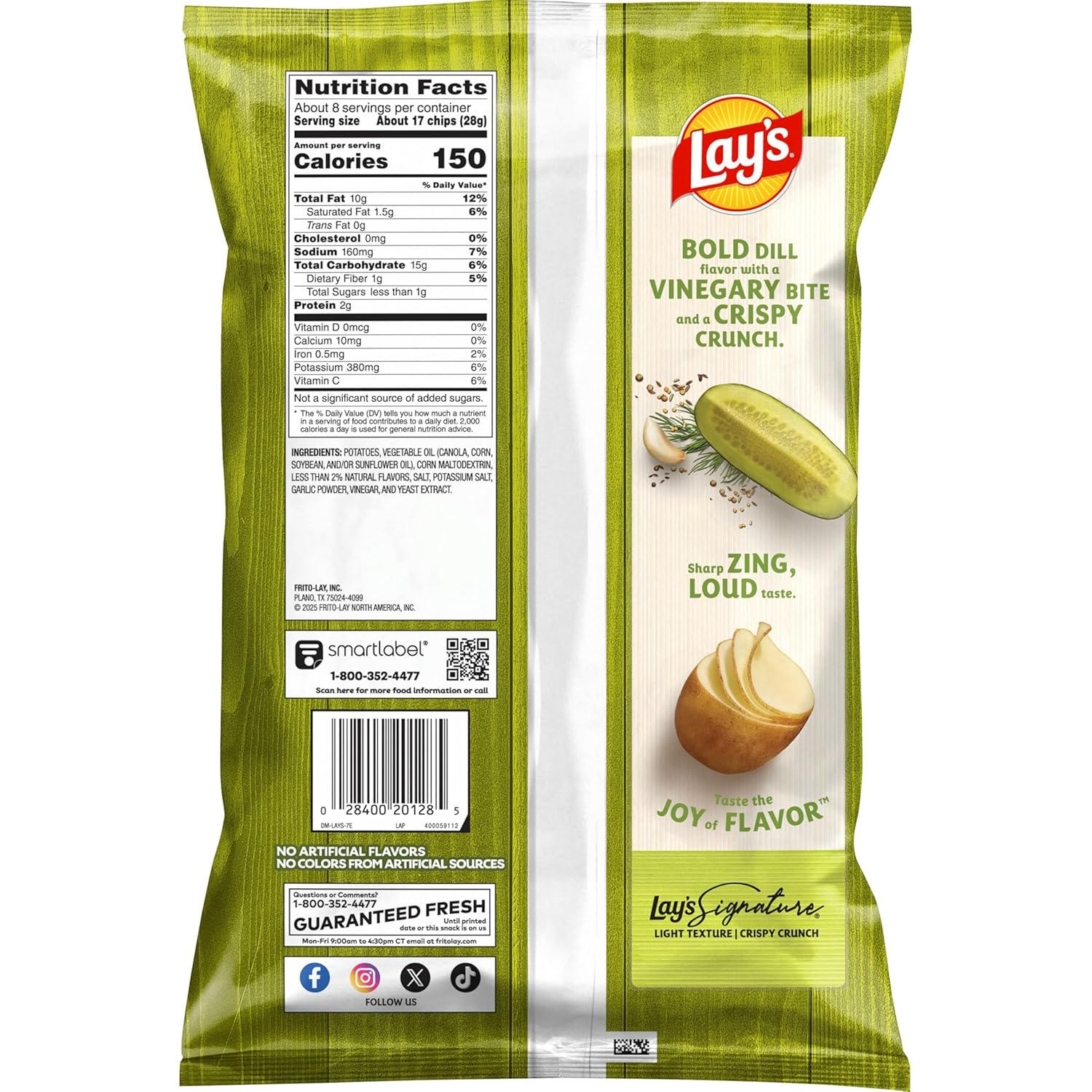 Lay's Potato Chips Dill Pickle Flavor, 7.75 Oz - Image 2