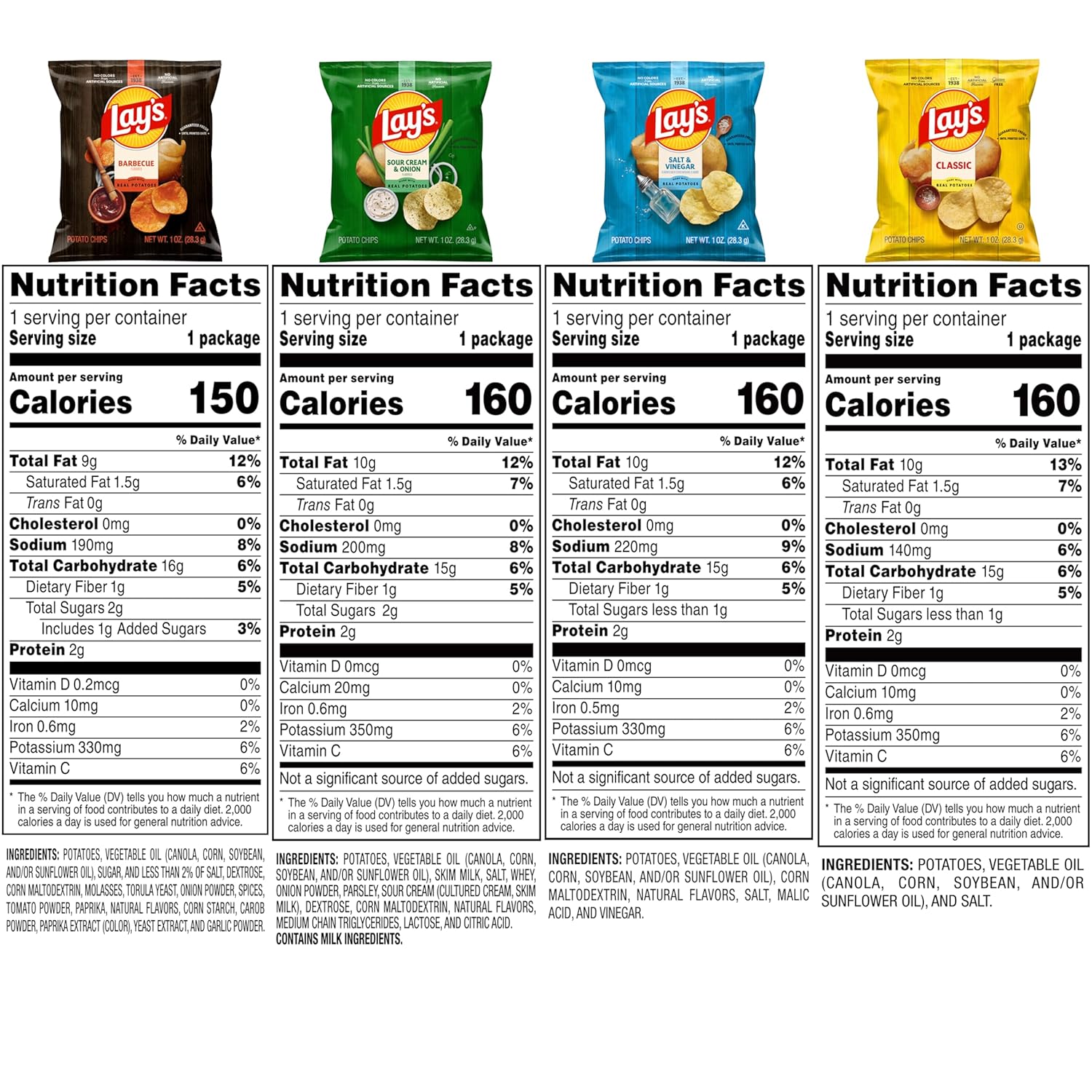 Lay's Potato Chips, 4 Flavor Variety Pack, 1 oz Single Serve Bags, (40 Pack) - Image 2