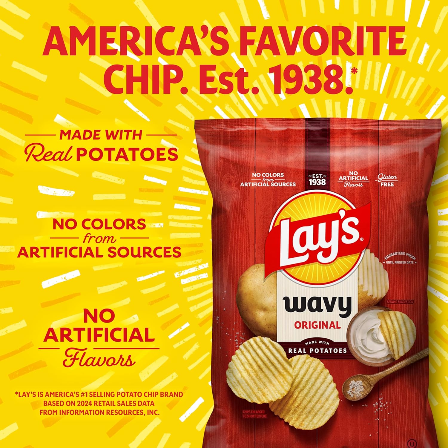 Lay's Potato Chips, Wavy, 13 Oz - Image 5